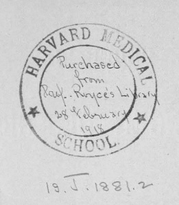 Countway Library. Harvard Medical School. Countway Medicine Rare Books 19.J.1881.2